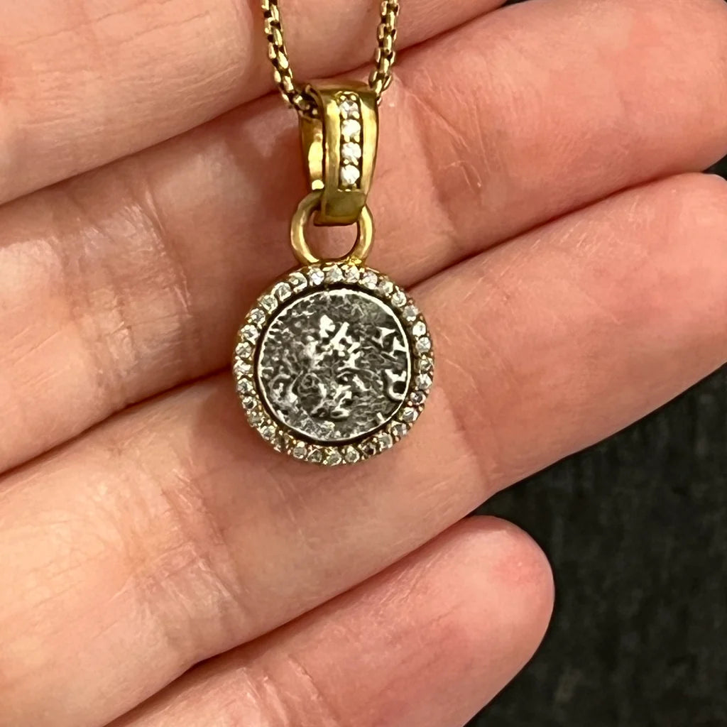 TAT2 DESIGNS Gold Pavia Coin & Pavé Frame Necklace