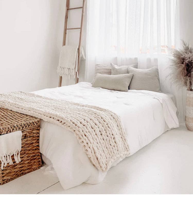 Chunky Knit Throw- Multiple Colors: Charcoal