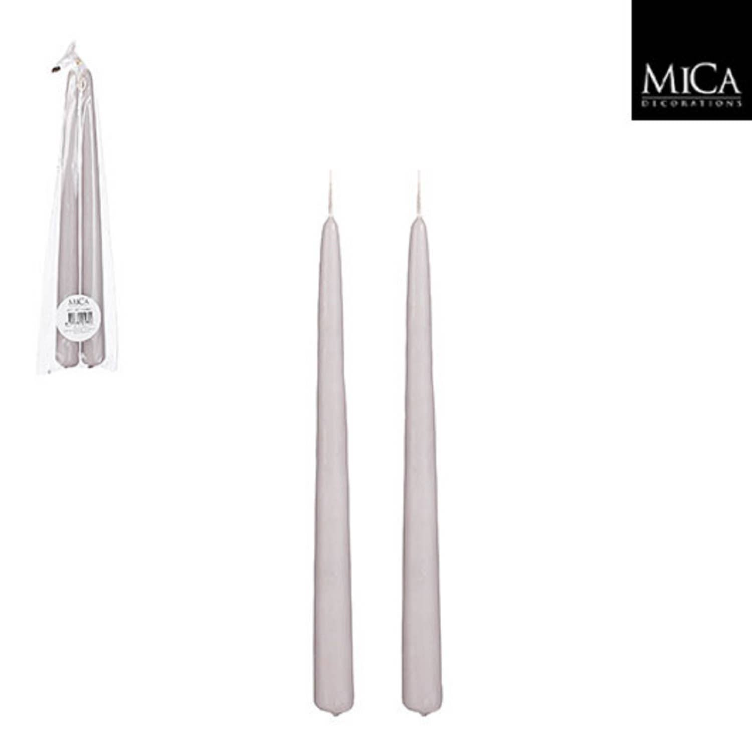 BIDK Set of 2 Light Grey Taper Candles: Grey / PARAFFIN