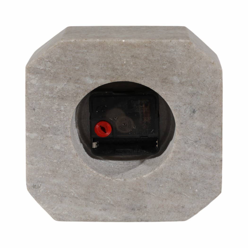 Brown/Gold 6 in. Modern Marble Octagon Table Clock