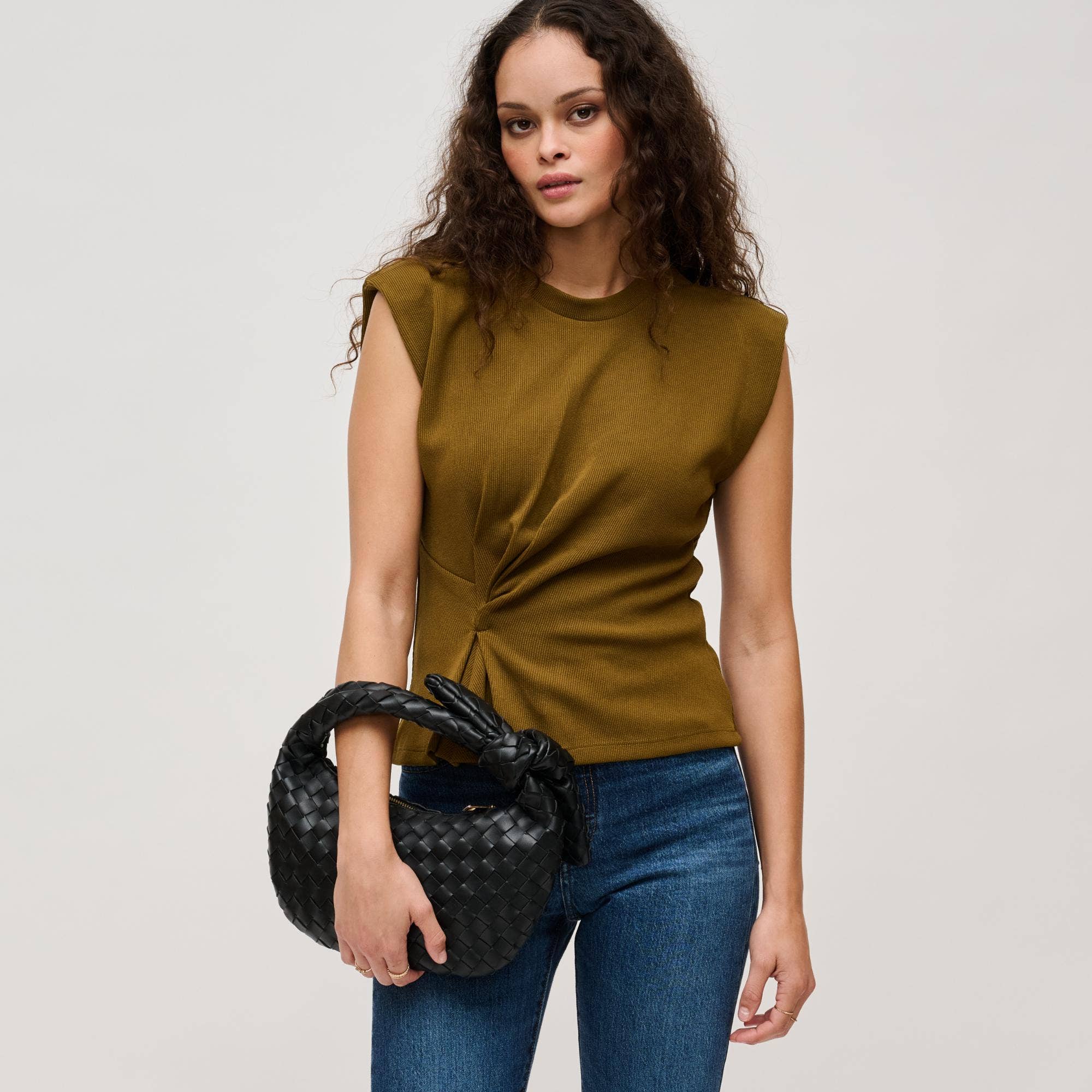 Lizbeth Woven Knot Clutch: Black
