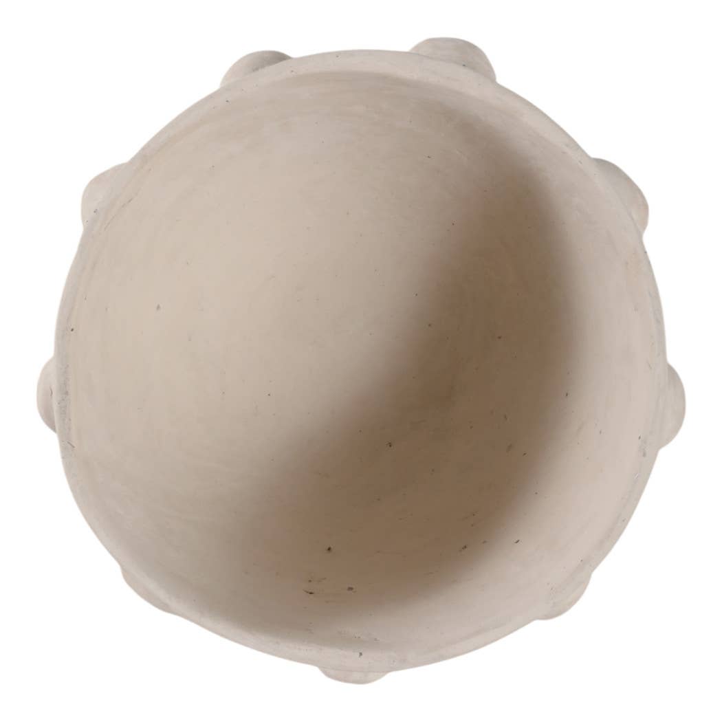 Decorative Bowl - White Ceramic Hobnail Exterior, 6 in.