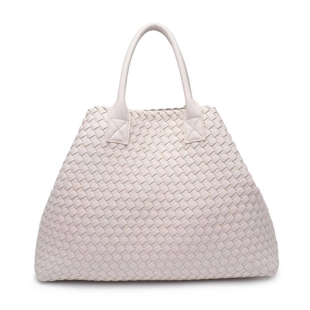 Ithaca Woven Vegan Leather Tote: Black