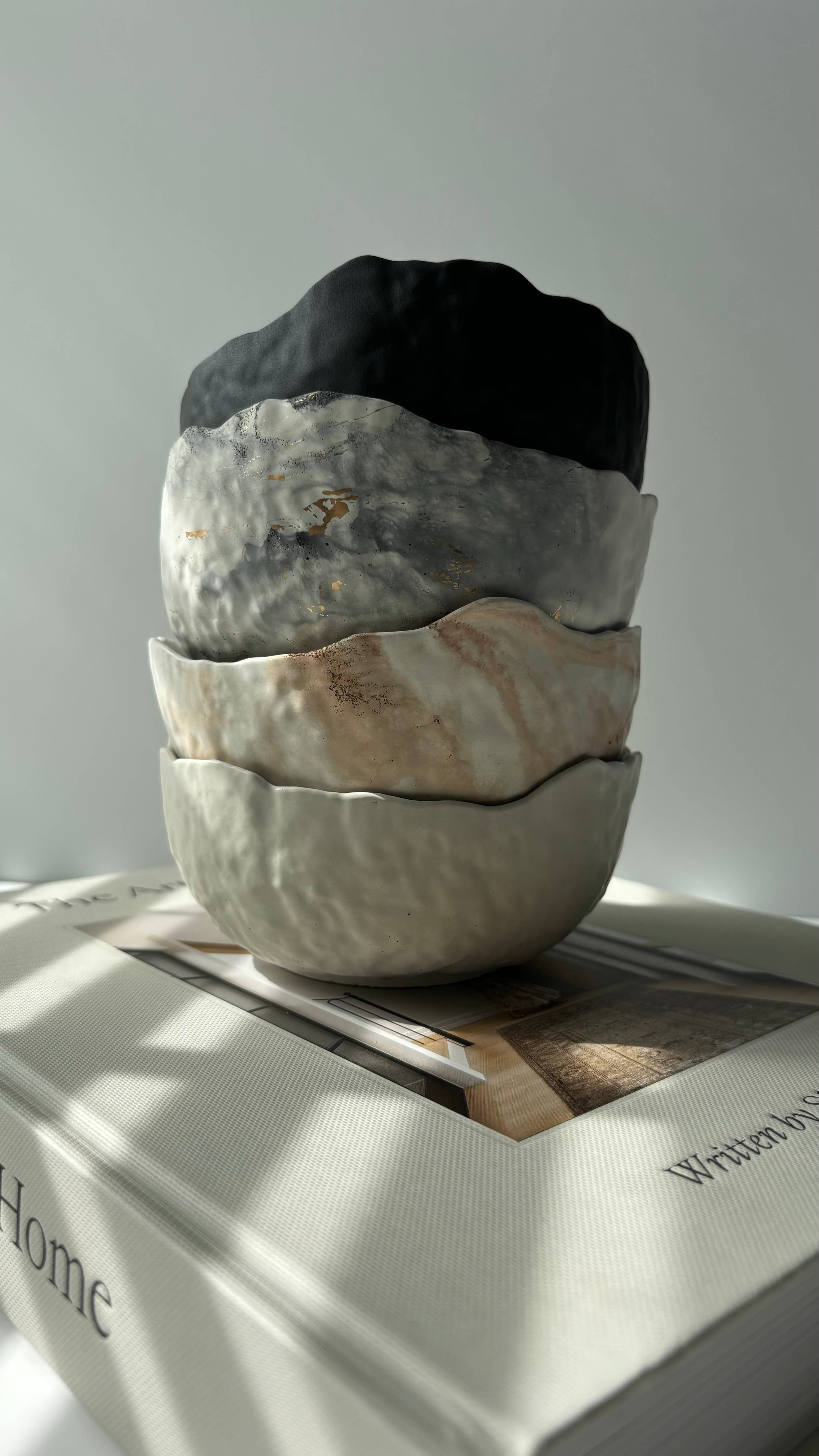 Daso Textured Bowl: Matte Black (painted)