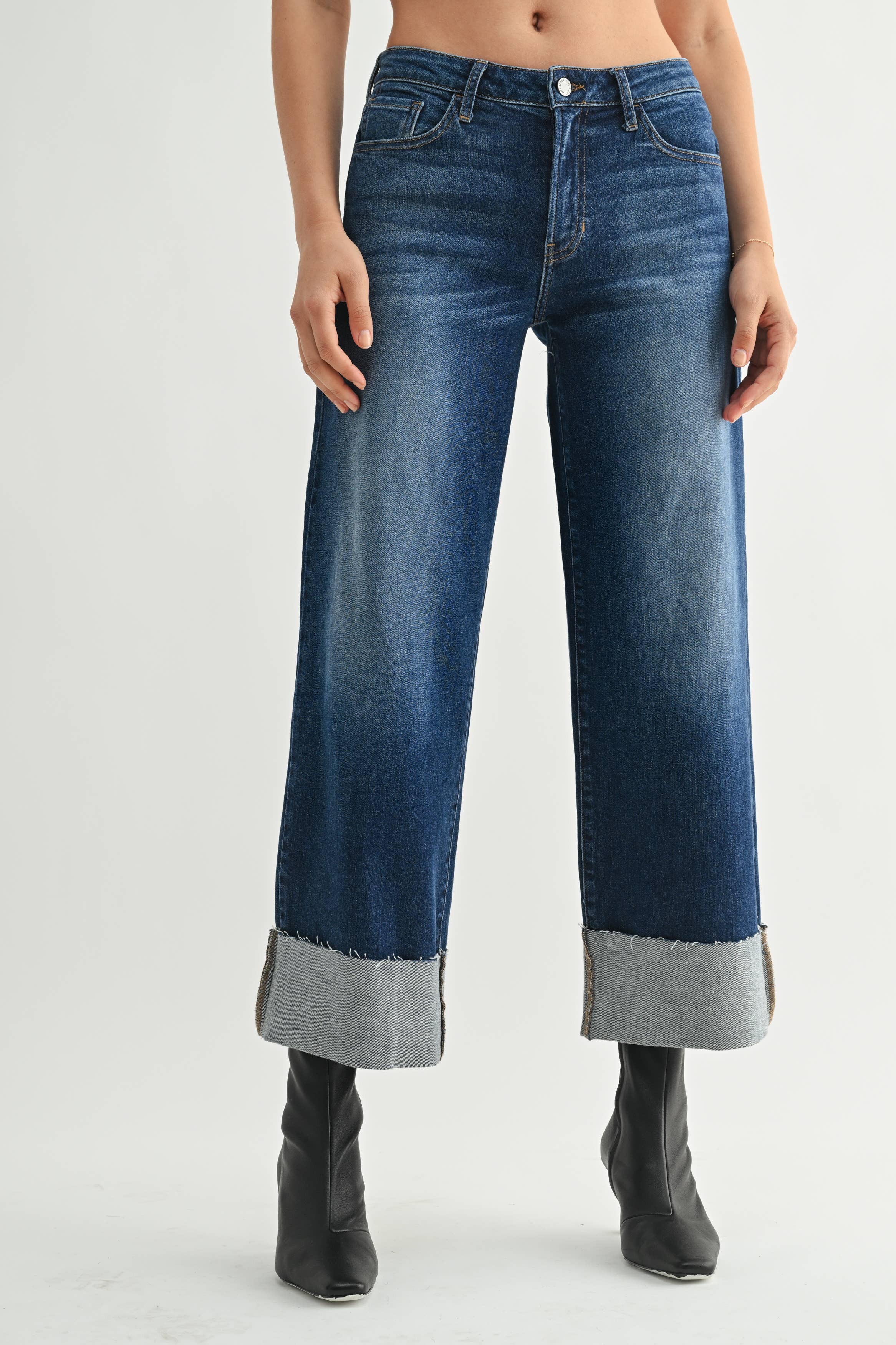 *PREORDER* JB COLLECTION Scissor Cut Cuffed Wide Leg