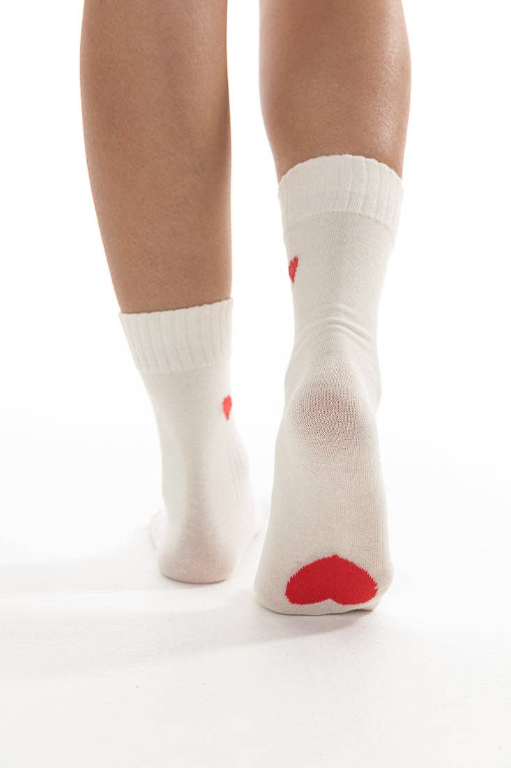 LIGHT EMBROIDERED HEART SOCKS: Black