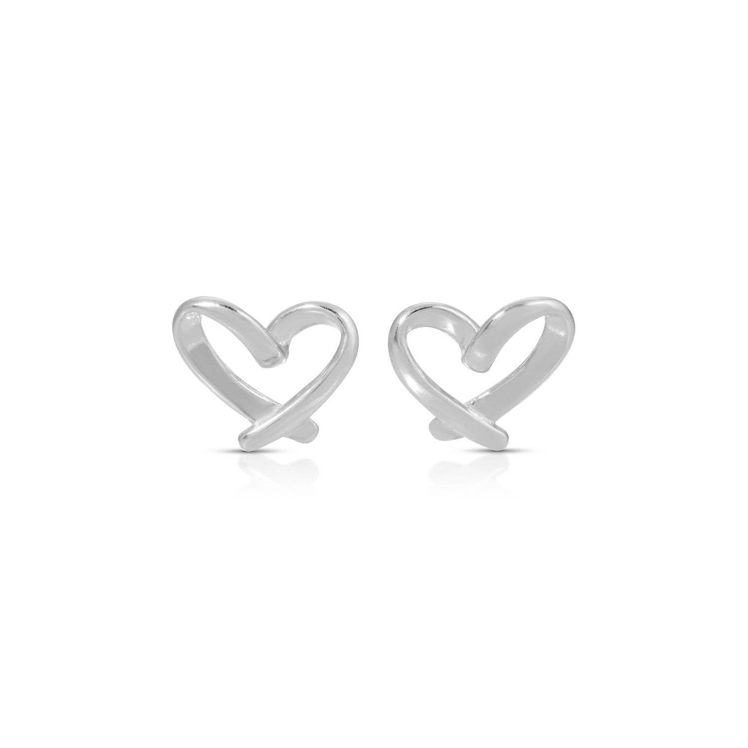 Free Form Heart Studs on Velvet Gift Tag: Silver