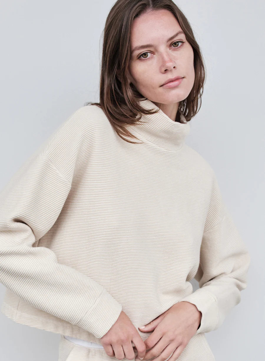 Stateside Horizontal Rib Mock Neck Pullover-Loungewear-Stateside-The Life ™ Boutique | Westfield, NJ