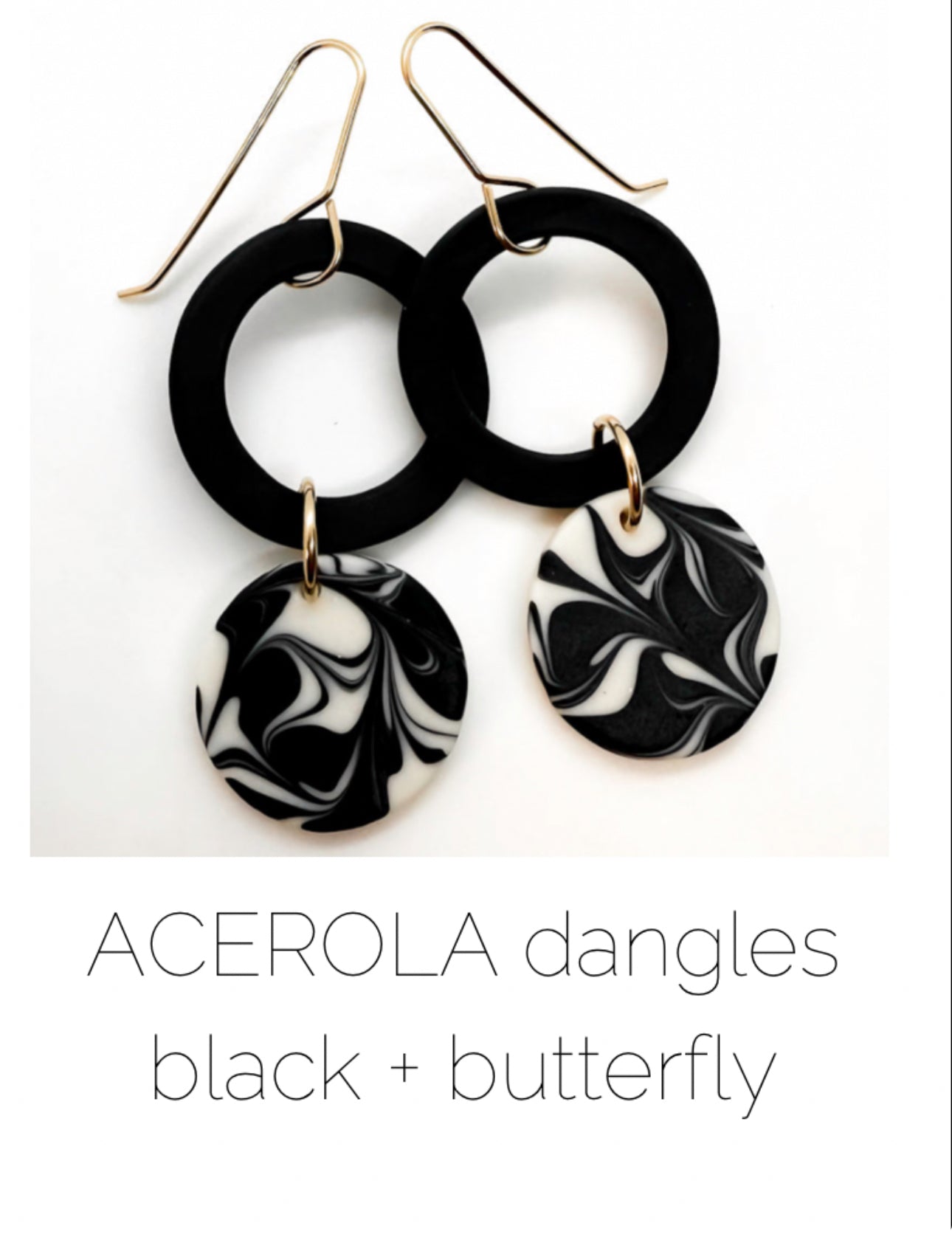 matte porcelain design acerola dangles black and butterfly