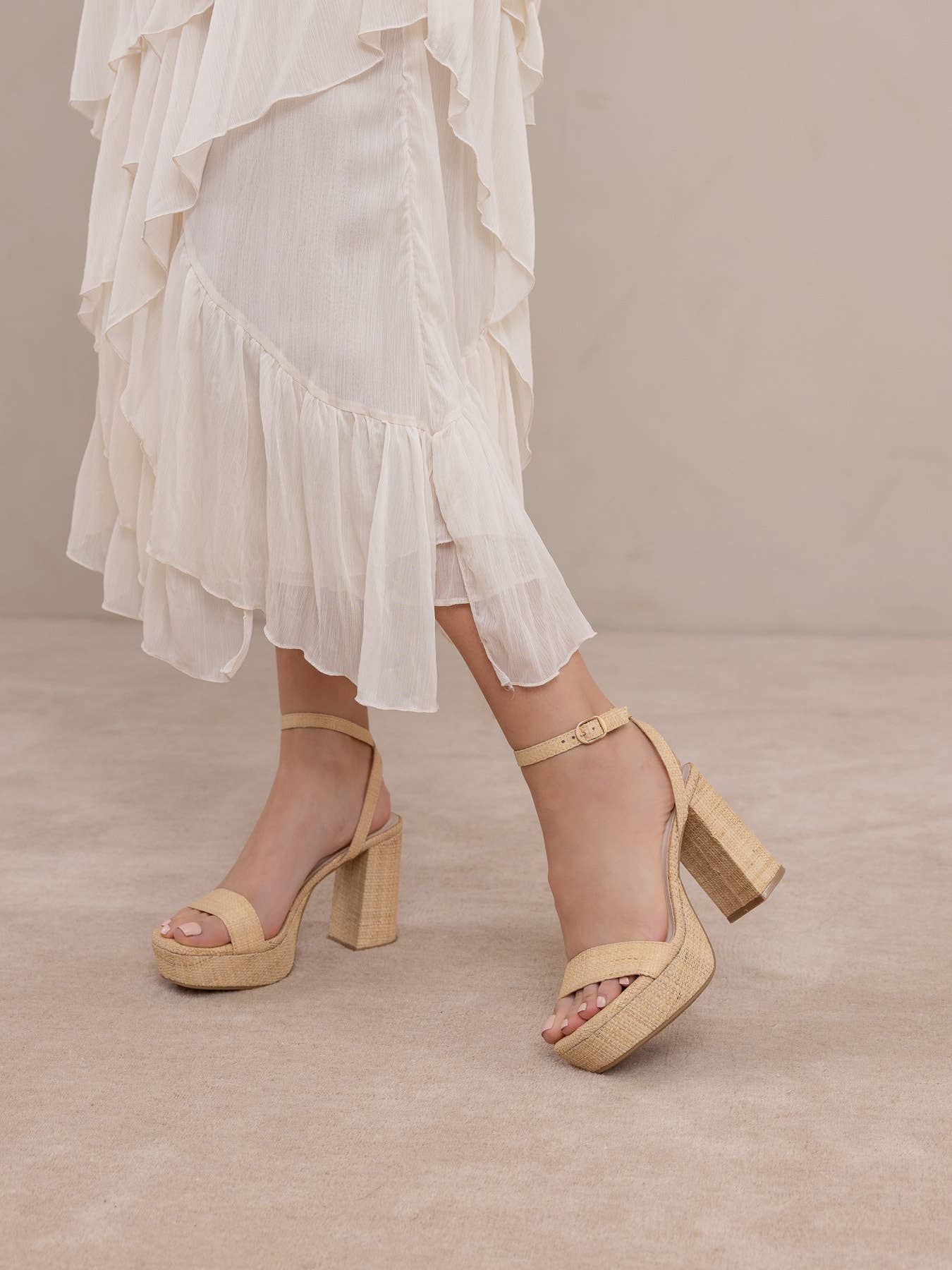 The Olympia | Natural Raffia Platform Heel: NATURAL / 7
