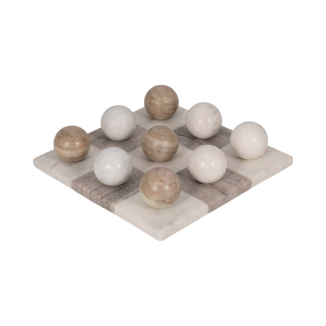 Table Top Game - Ivory Marble Elegant Tic-Tac-Toe, 9 in.