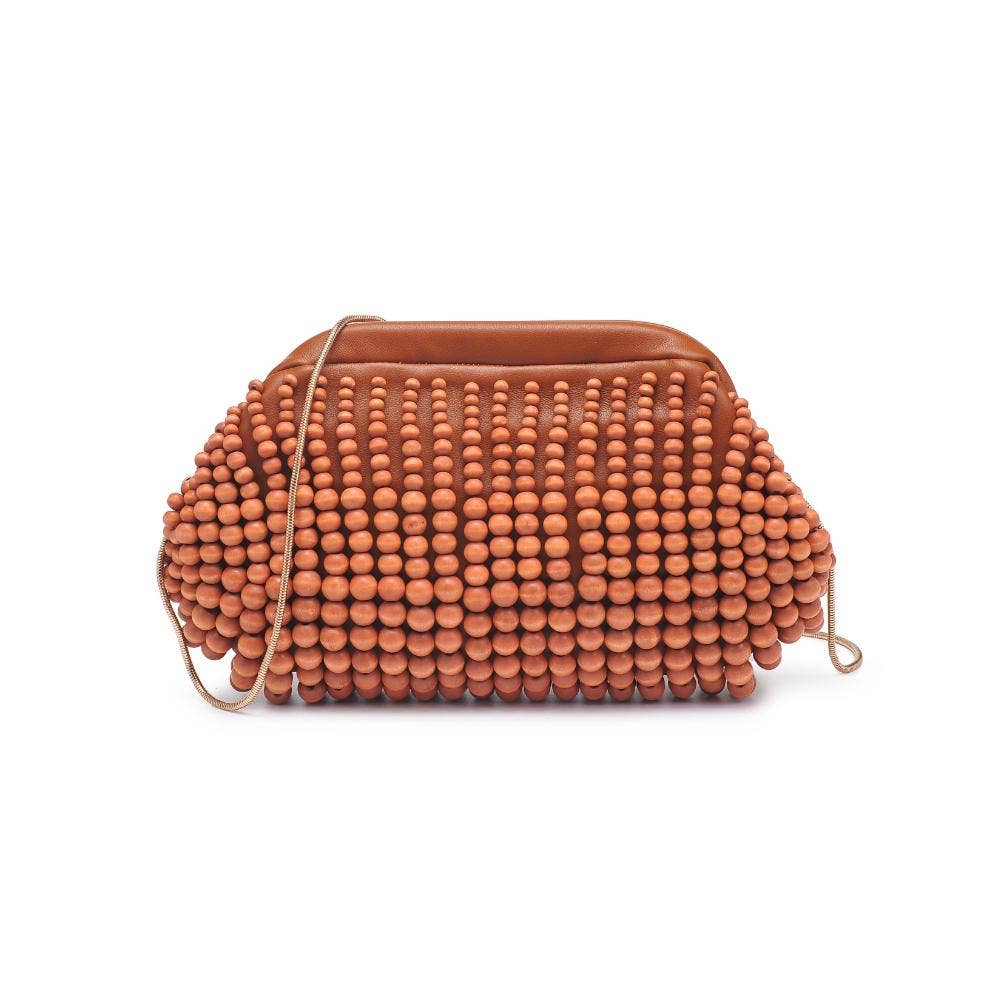 Lydia Beaded Clutch: Tan