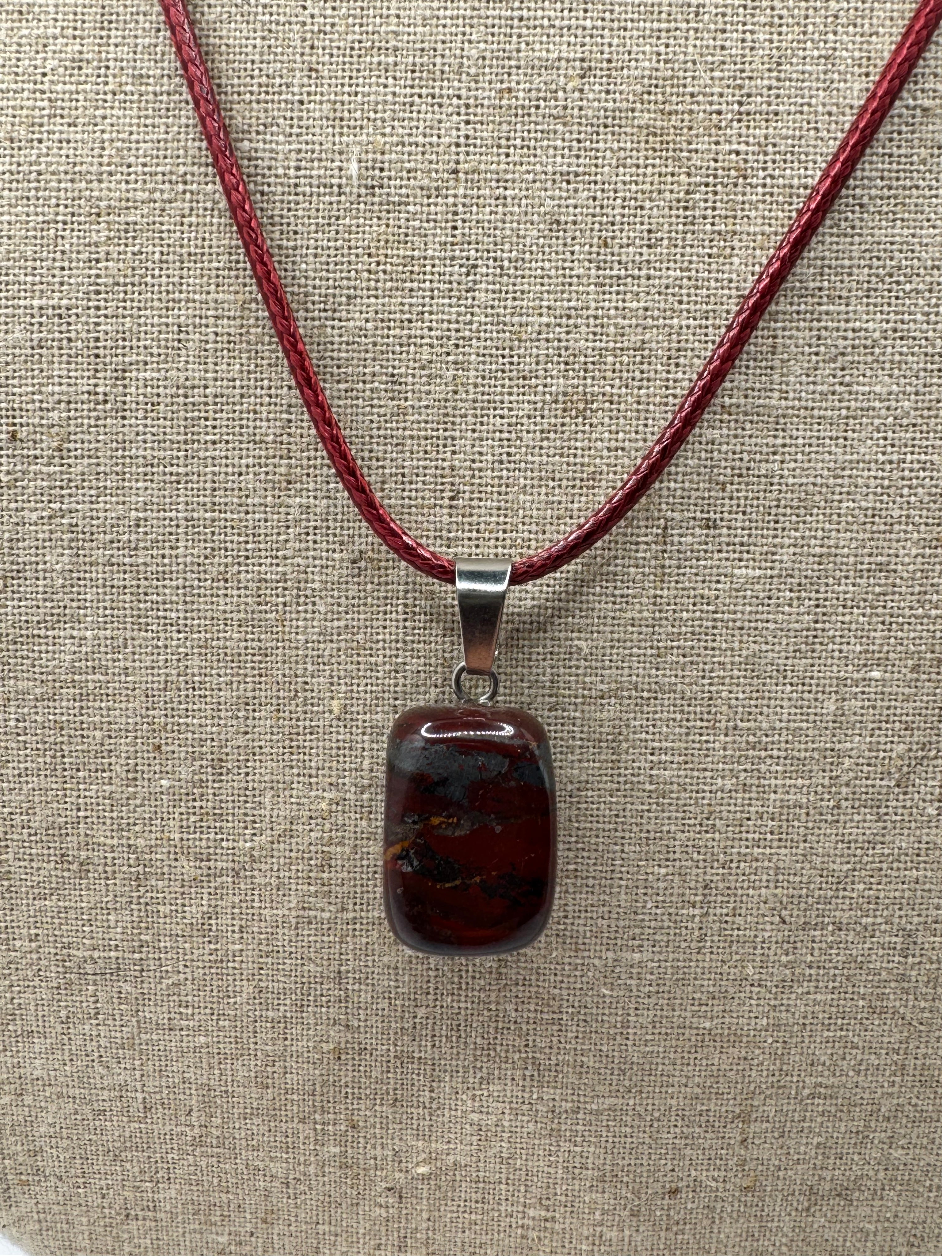 KRISTENS Crimson Jasper Stone Pendant Necklace