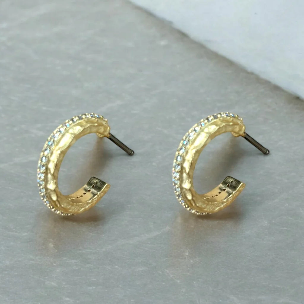 TAT2 DESIGNS Gold Mini Egy Crystal Thin Hoops