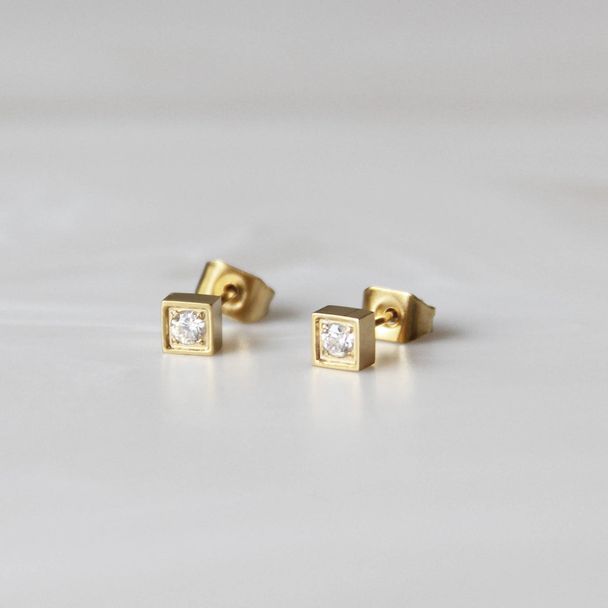 Square with Stone Studs: Gold