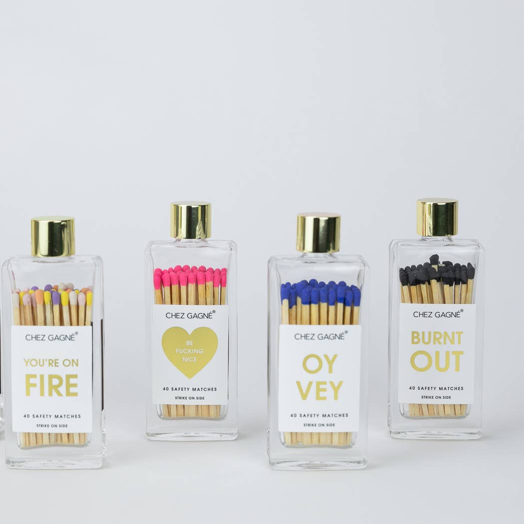 Be Fucking Nice - Glass Bottle Safety Matches - Bright Pink