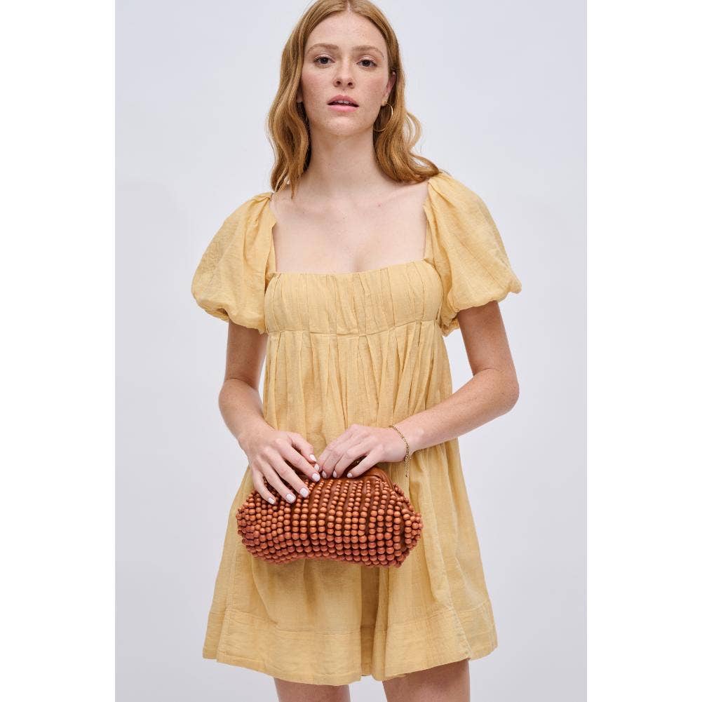 Lydia Beaded Clutch: Tan