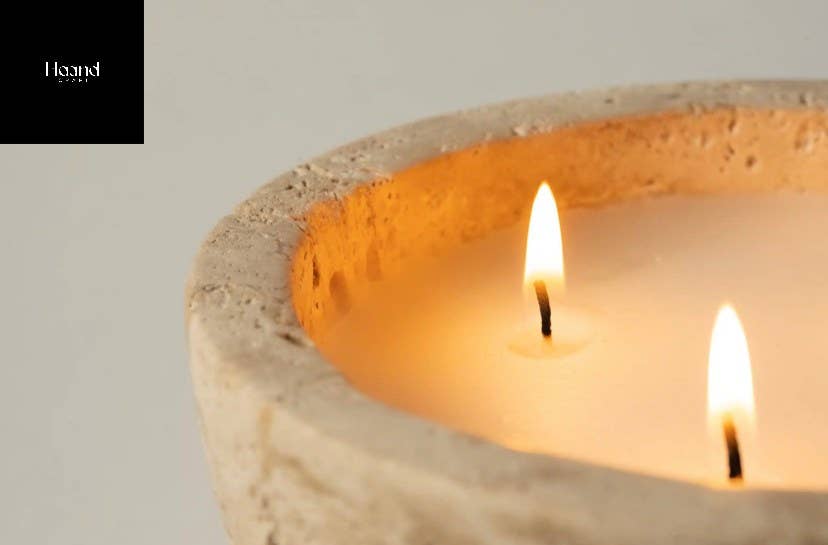 Hand Craft Large Candle Bowl, Marble Rustic SOYWAX Scented Candle: Large