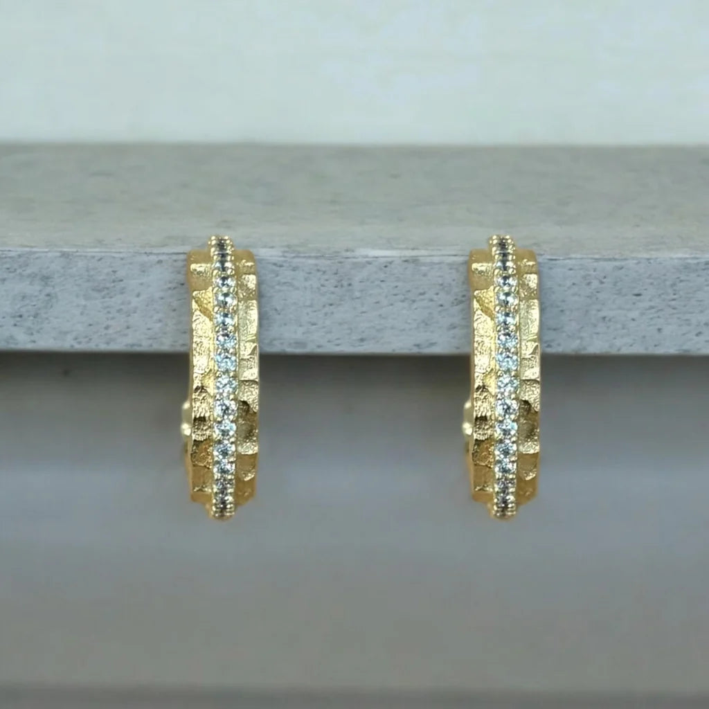 TAT2 DESIGNS Gold Mini Egy Crystal Thin Hoops