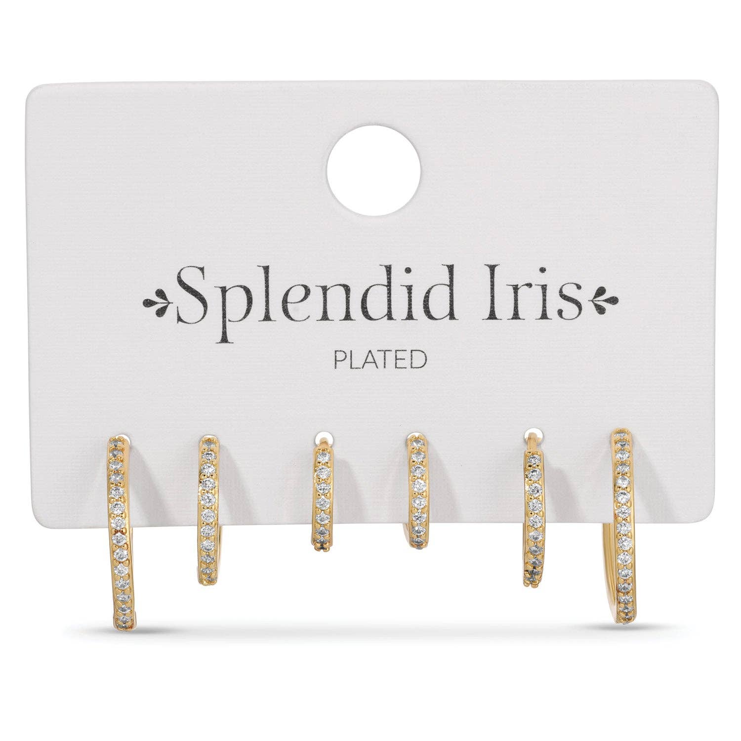 Combo 3, Delicate Pave Huggies: Gold