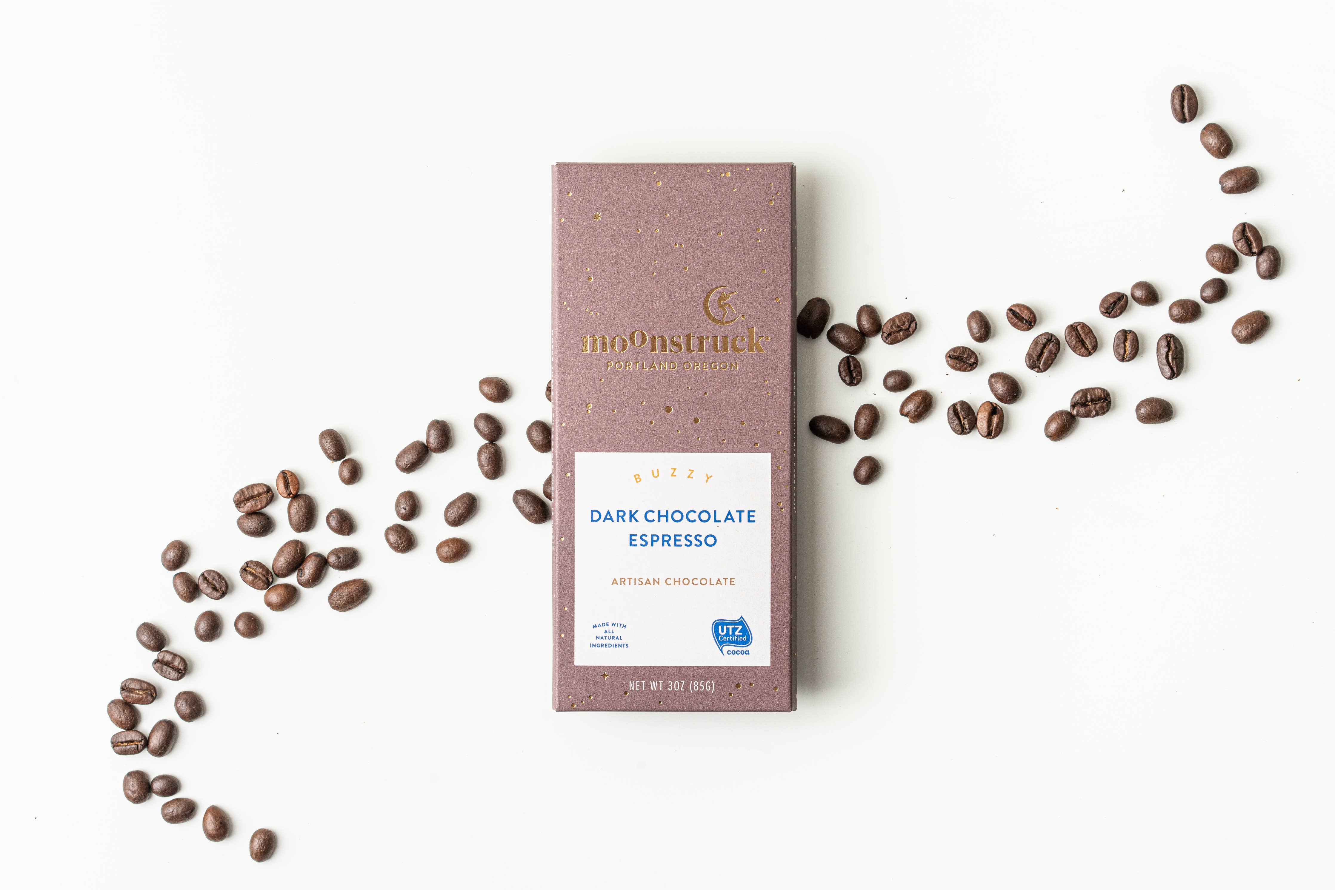 MOONSTRUCK Buzzy Dark Espresso Chocolate Bar