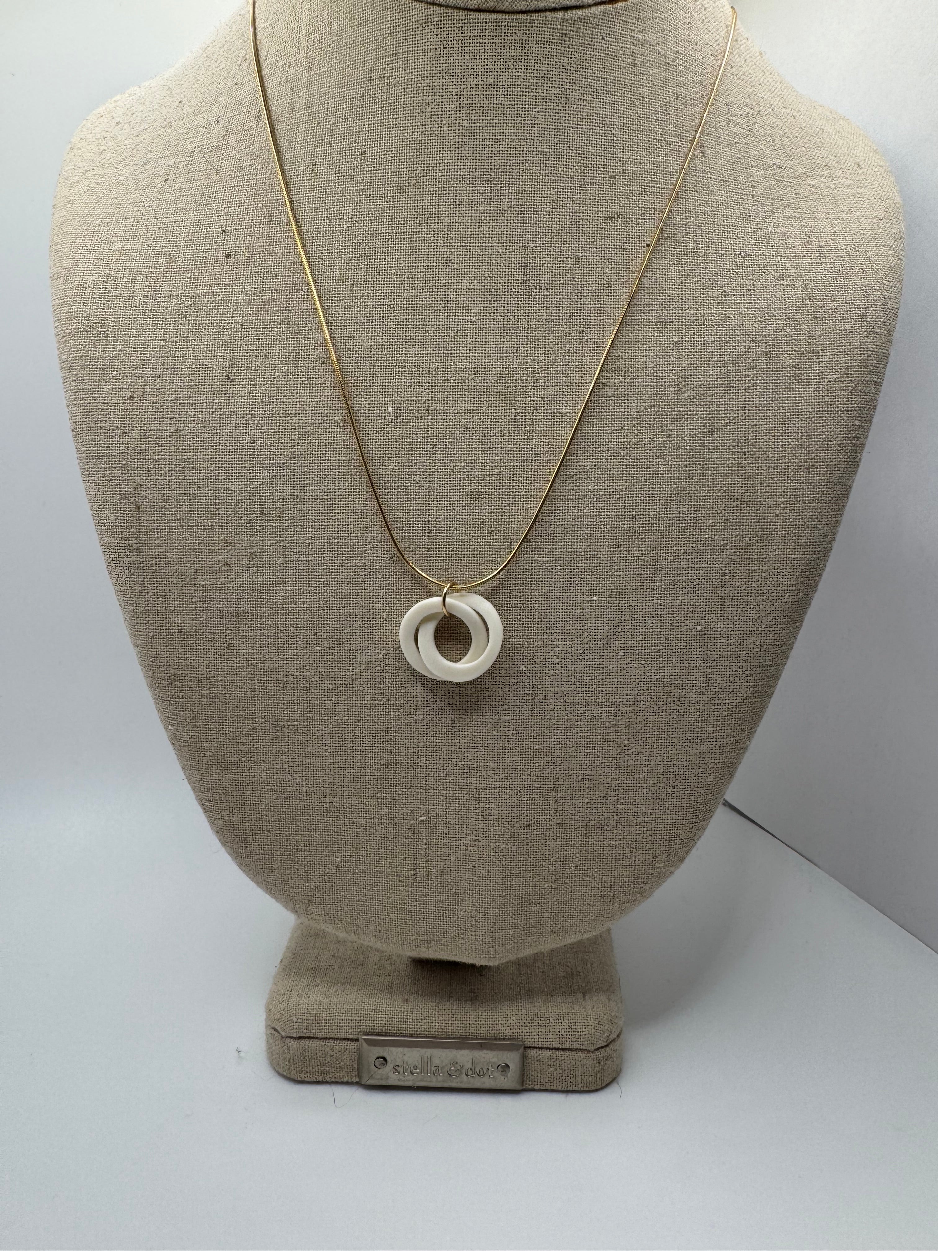 MATTE PORCELAIN Twin Halo Porcelain Pendant Necklace