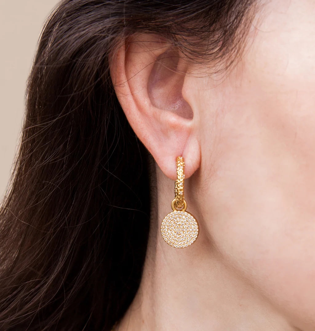 TAT2 DESIGNS Gold Crystal Huggies with Slide On Pavé Disc