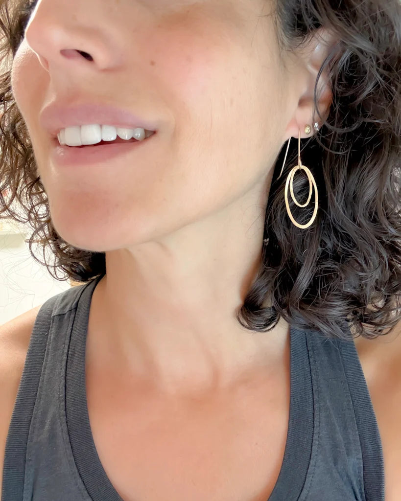 MATTE PORCELAIN Hammered Double Oval Earrings