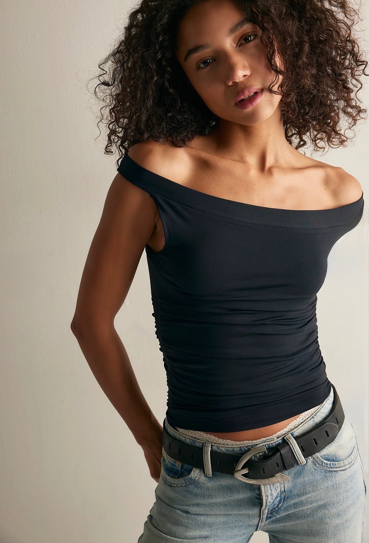 FREE PEOPLE Round 2 Assym Tank in Black