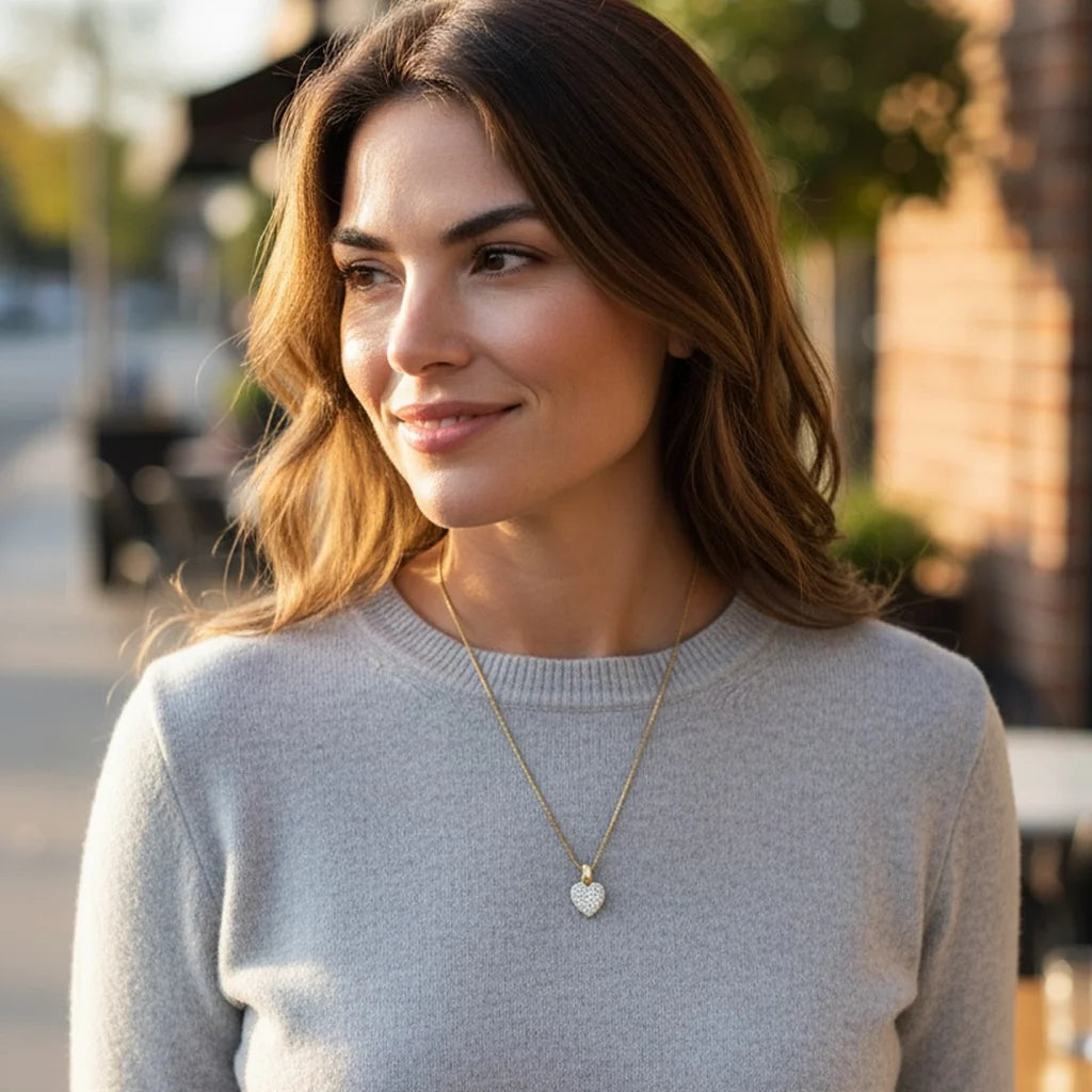 TAT2 DESIGNS Gold Pavé Heart Necklace