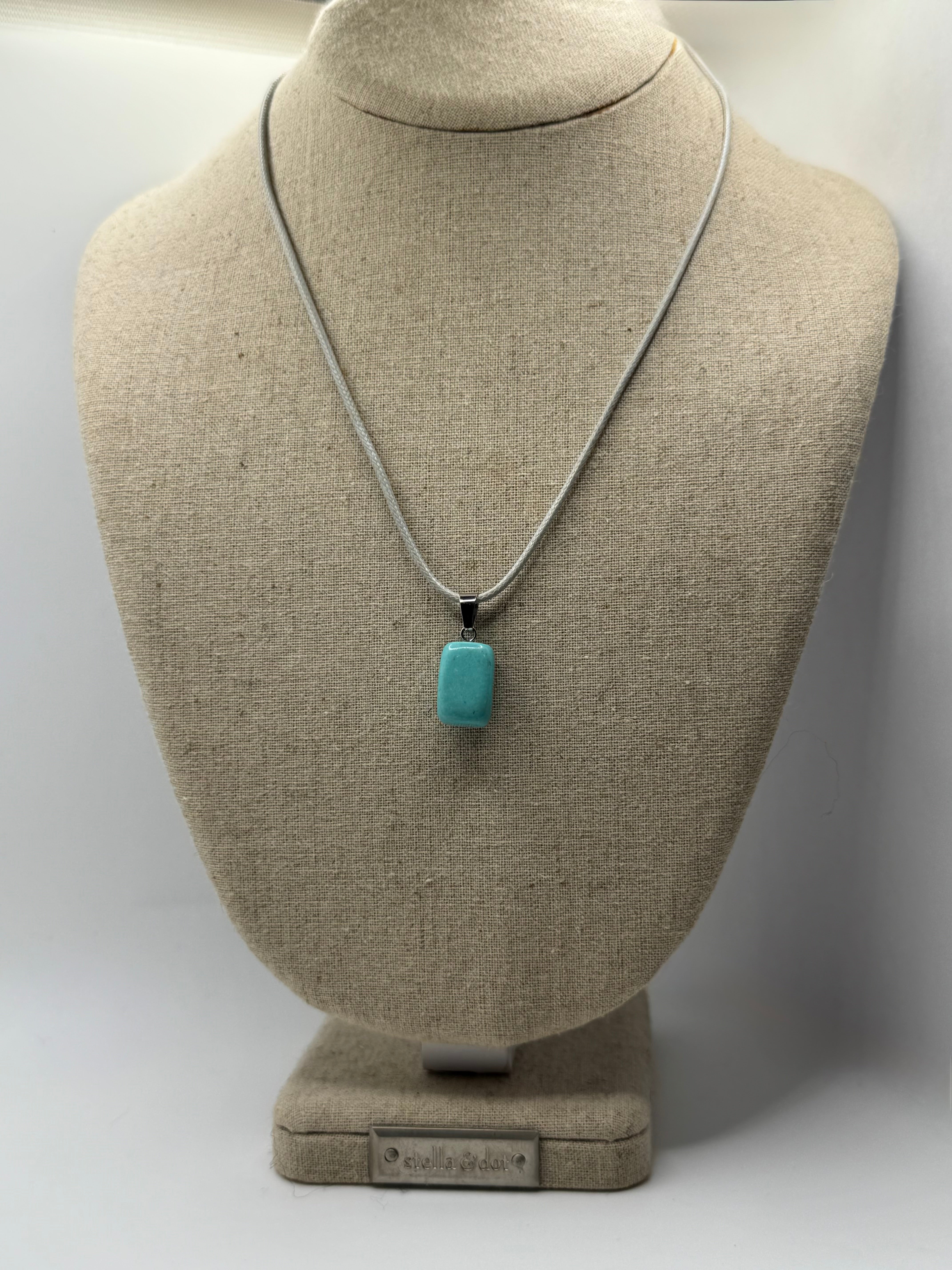 KRISTENS Turquoise Stone Pendant Necklace– Light Cord