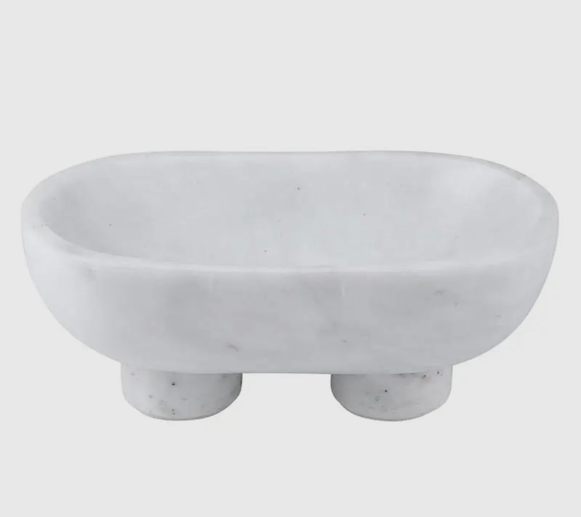 White Footed Marble Bowl - Medium-The Life ™ Boutique | Westfield, NJ-The Life ™ Boutique | Westfield, NJ