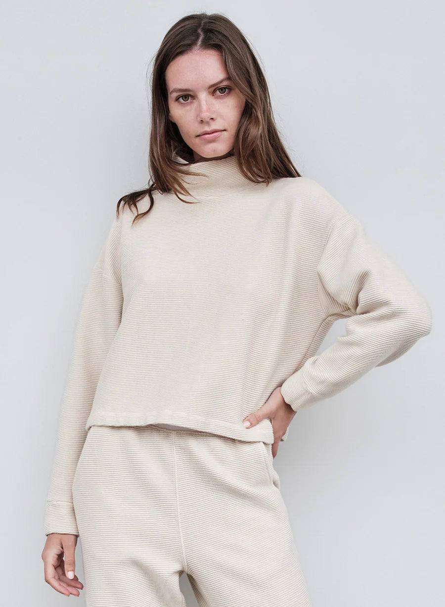 Stateside Horizontal Rib Mock Neck Pullover-Loungewear-Stateside-The Life ™ Boutique | Westfield, NJ