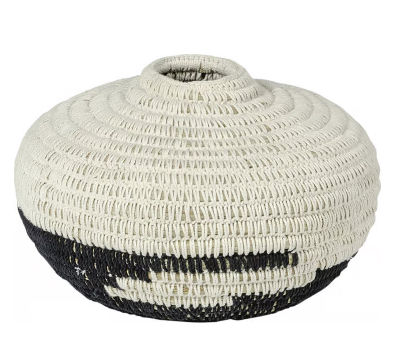 Palecek Black And White Woven Viggo Urn-The Life ™ Boutique | Westfield, NJ-The Life ™ Boutique | Westfield, NJ