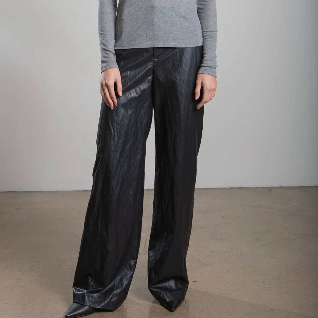PHARAOH Hepburn Pant in Faux Leather-Black