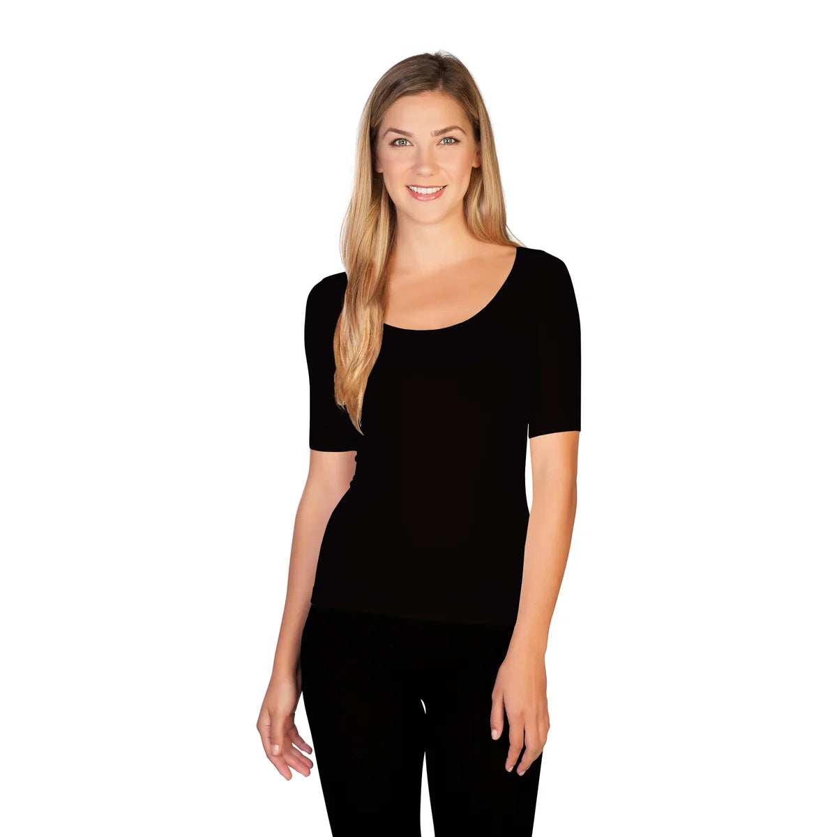 SKINNY TEES Reversible Scoop Neck 1/2 Sleeve Tee