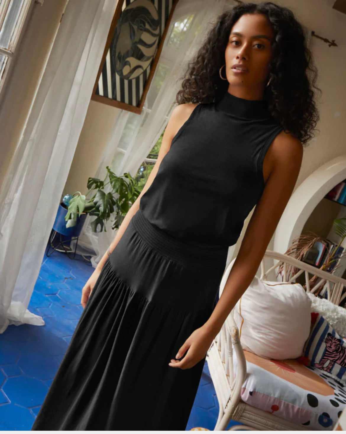 Nation LTD Black Margot Turtleneck Tank Dress Small Black