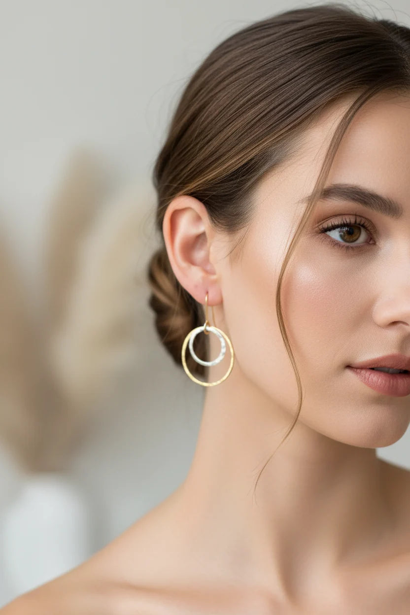 MATTE PORCELAIN Hammered Hoop Threader Earrings