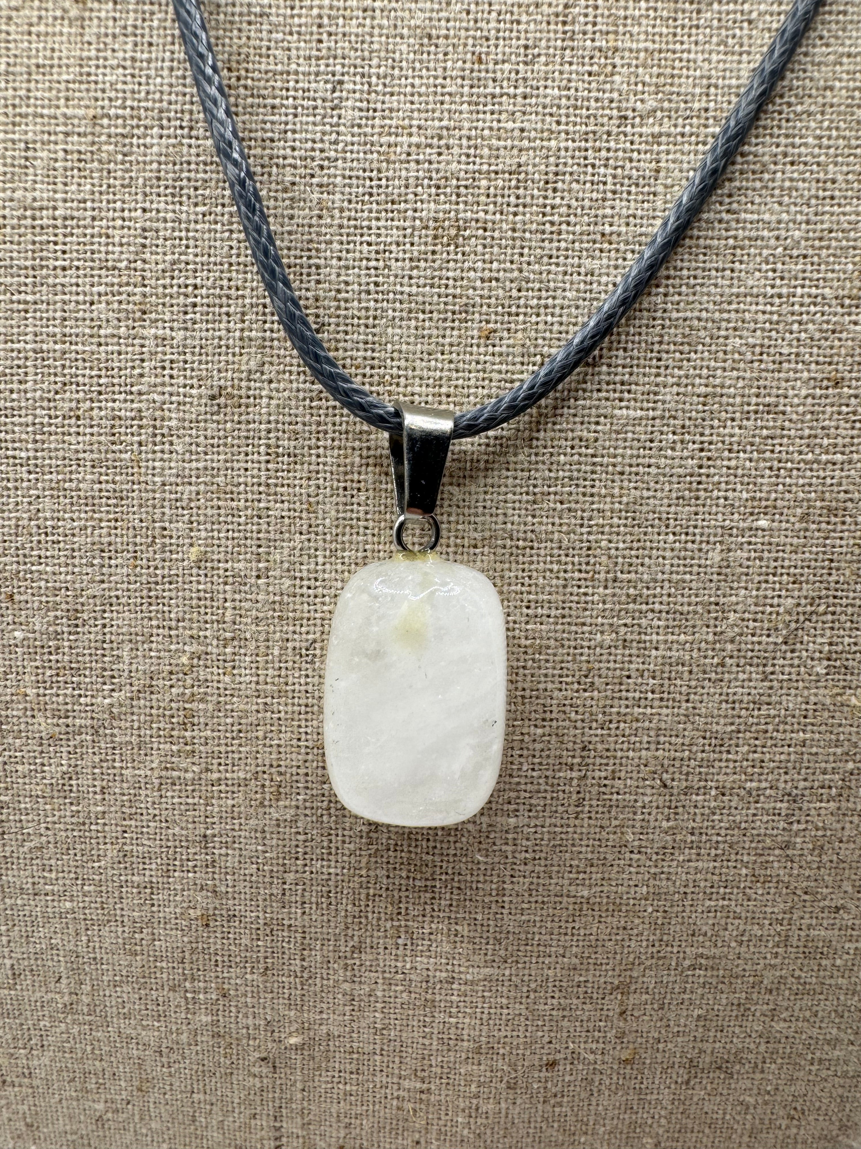 KRISTENS White Stone Bar Pendant Necklace