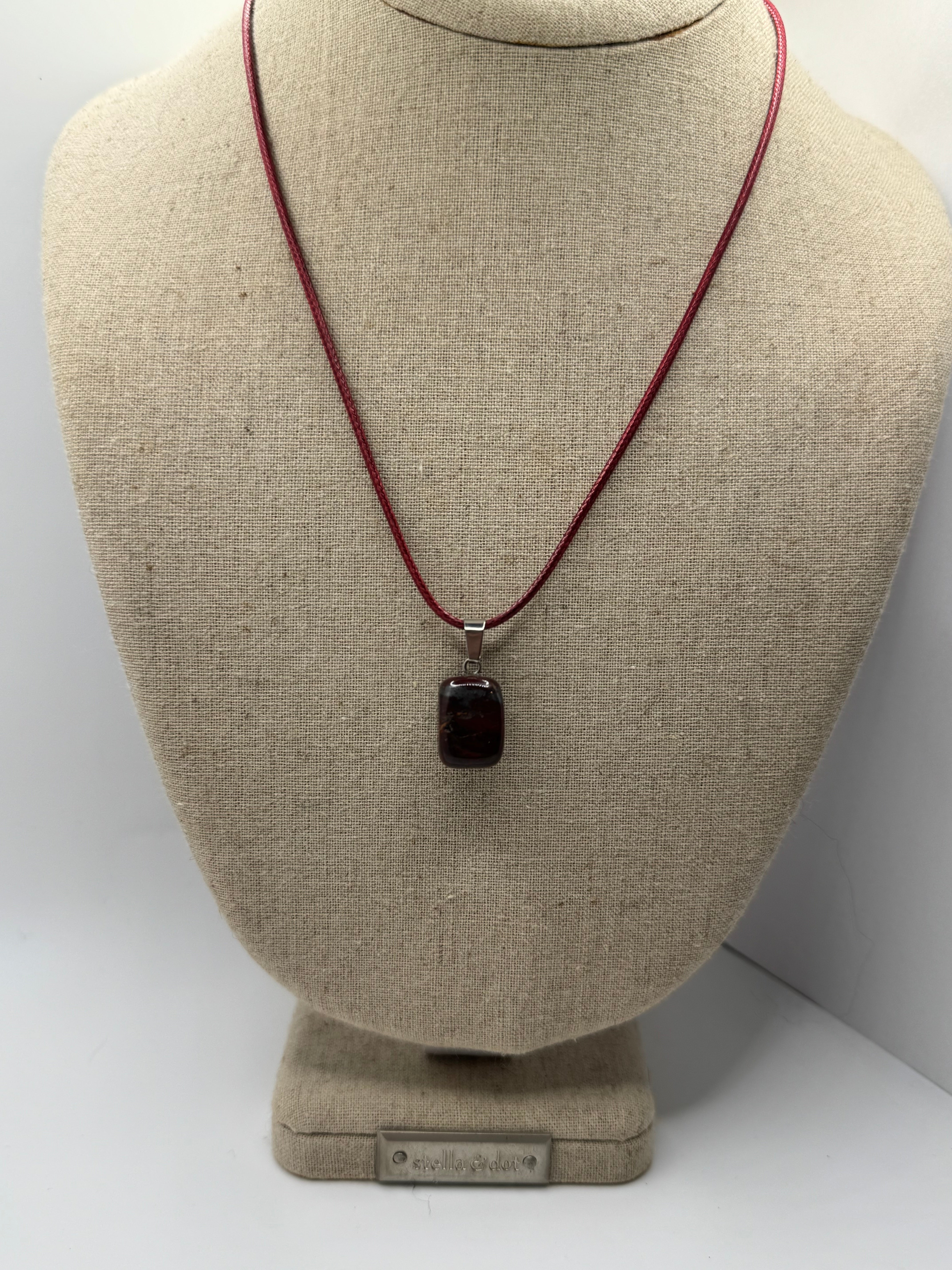 KRISTENS Crimson Jasper Stone Pendant Necklace