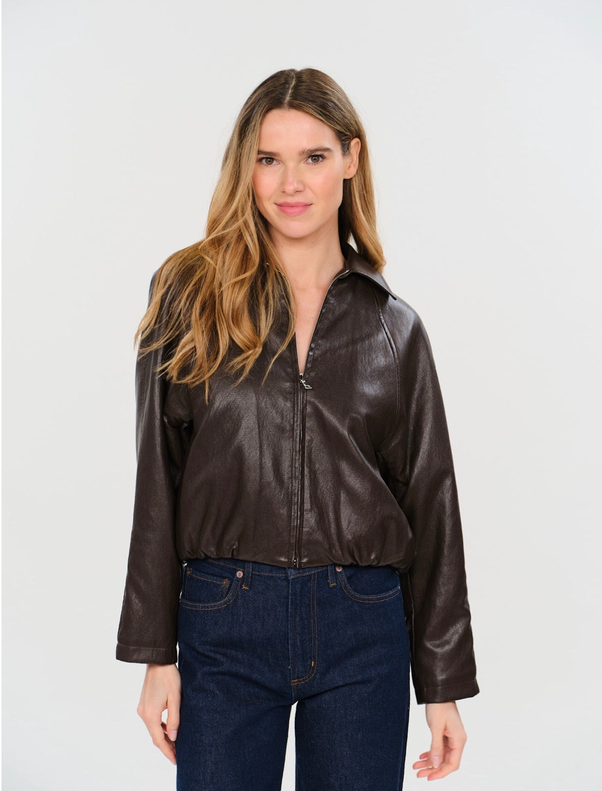 *PREORDER* SIX/FIFTY Valeria Faux Leather Bubble Bottom Bomber Jacket