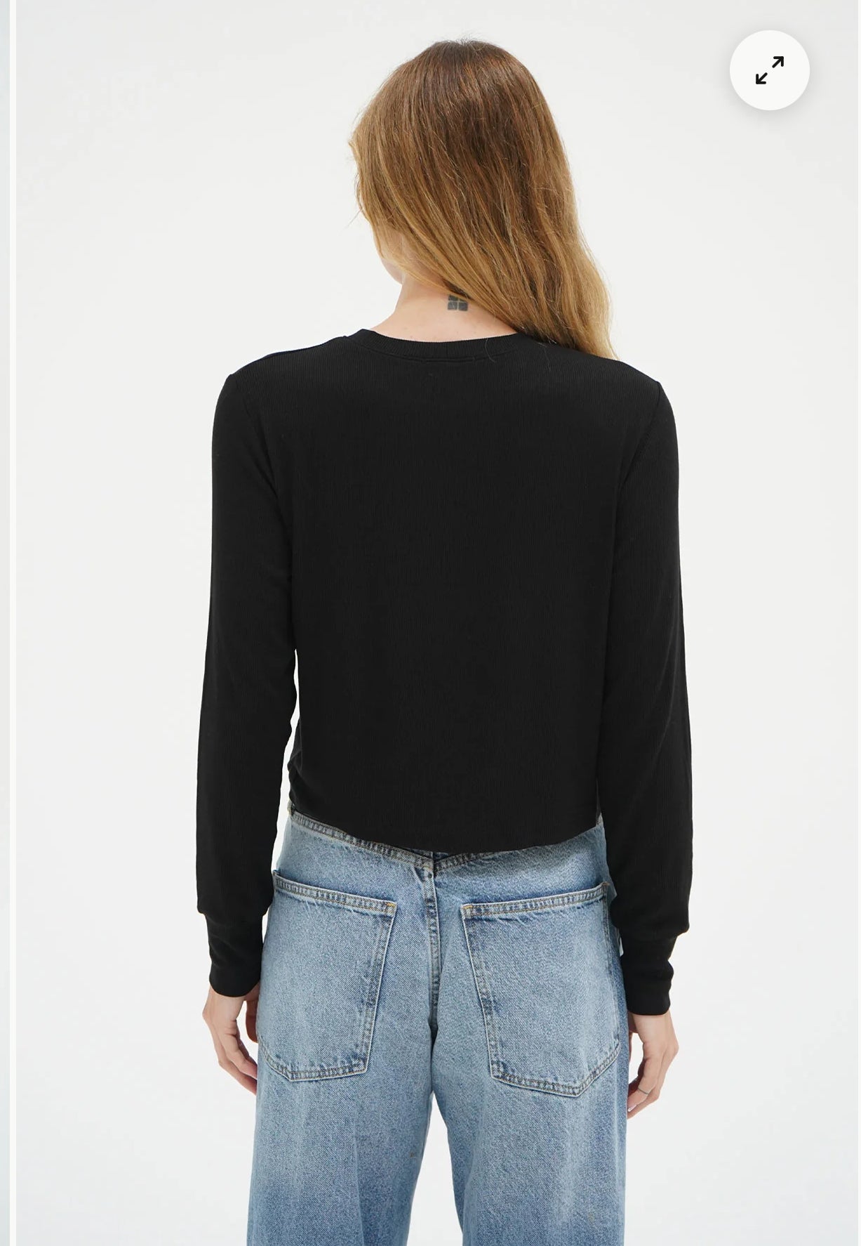 LNA Long Sleeve Ribbed Black Crew