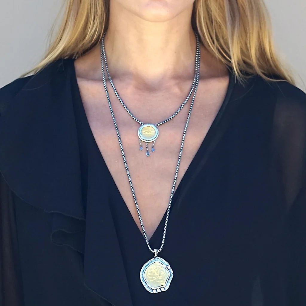 TAT2 DESIGNS Long Vintage Silver Molat Necklace
