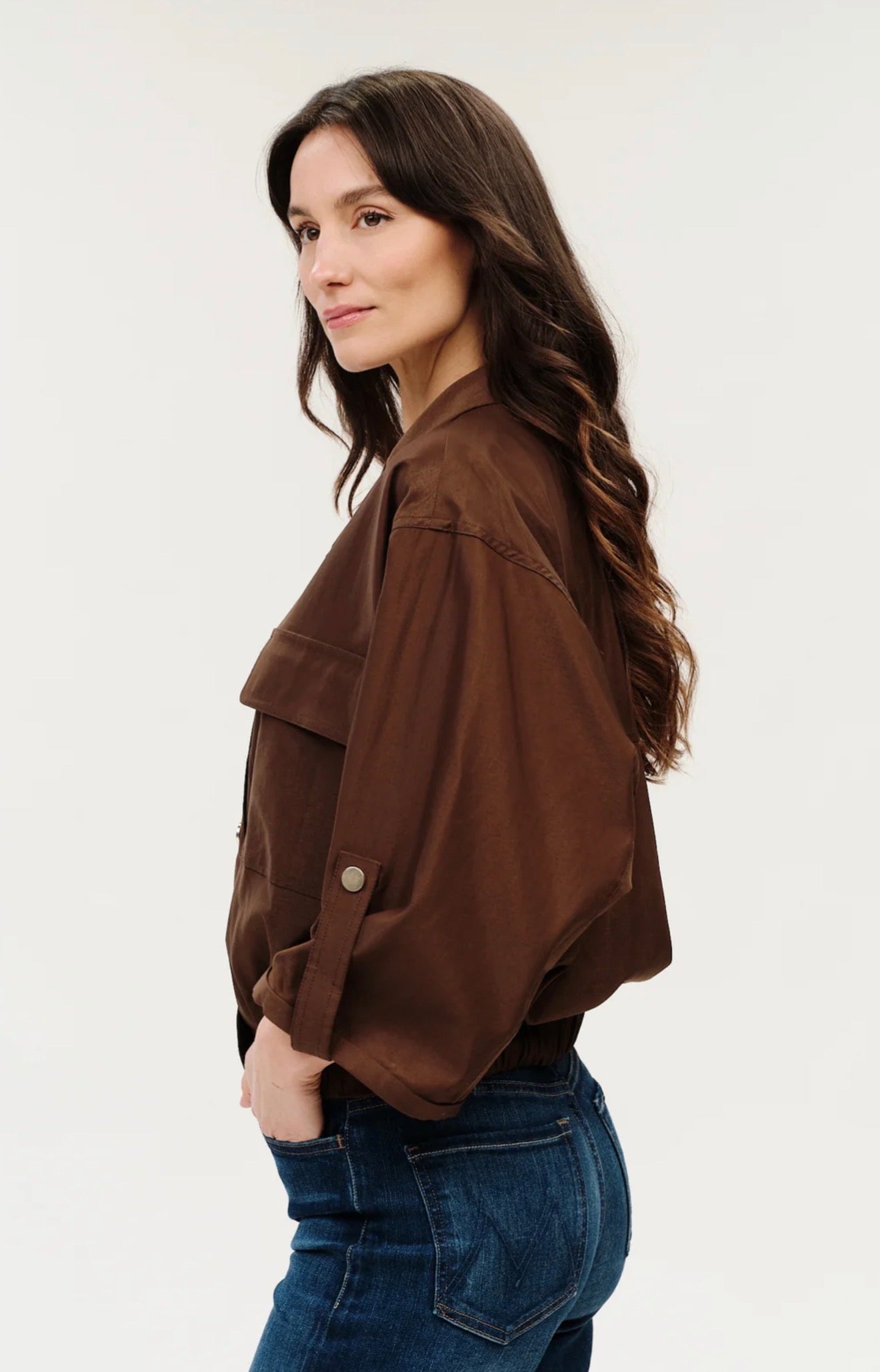 Six Fifty Celine Front Flat Dbl pocket elastic hem jacket