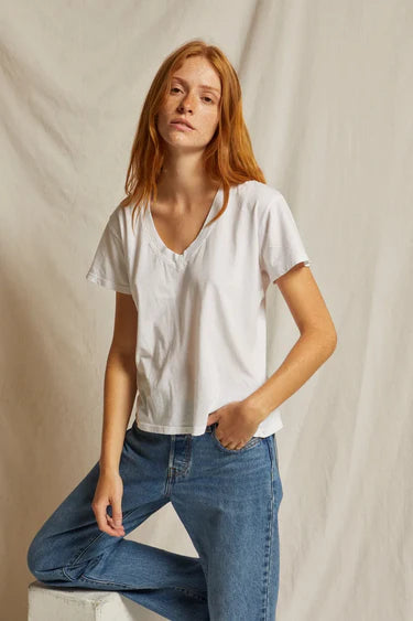 PERFECT WHITE TEE Hendrix Cotton Boxy V Neck Tee