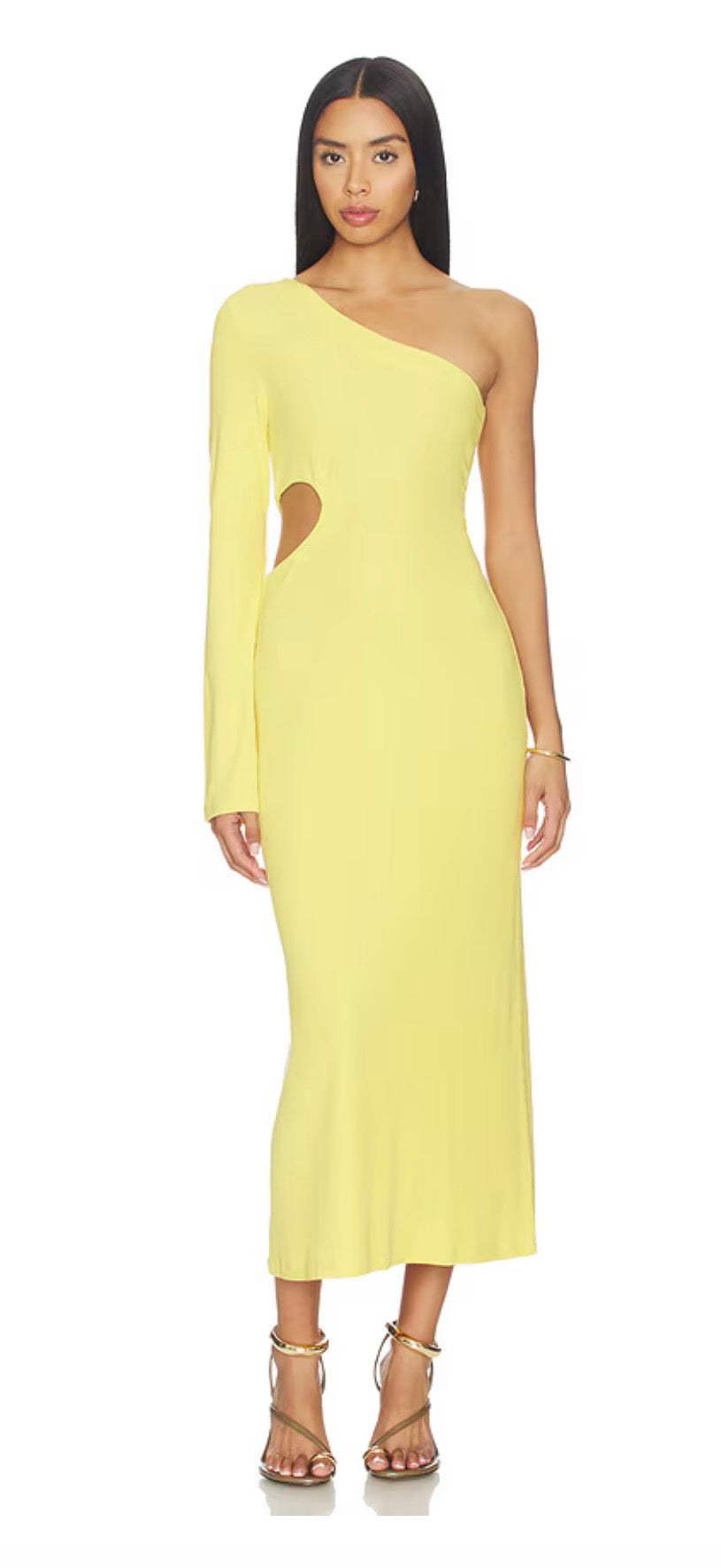 LNA Holden Rib One Shoulder Dress