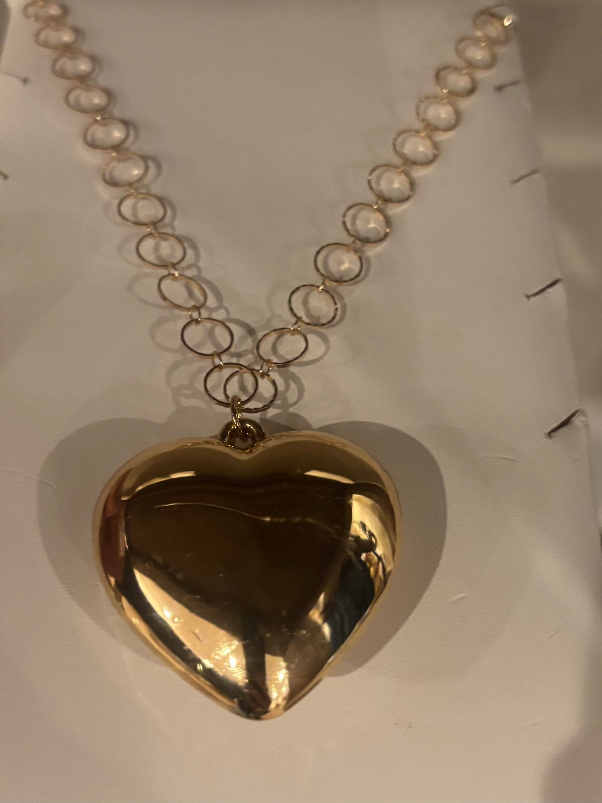 Sophia Necklace with delicate chain and Puffy Heart