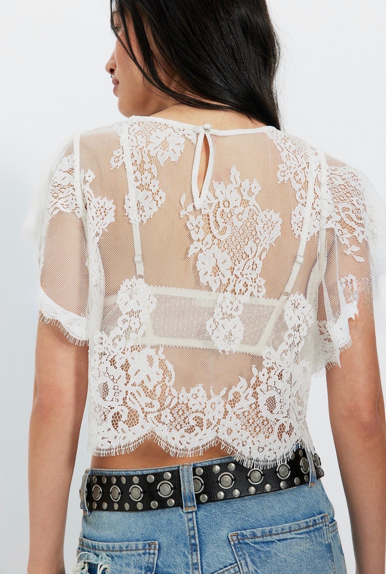 FREE PEOPLE Lunar Ash Lace Top
