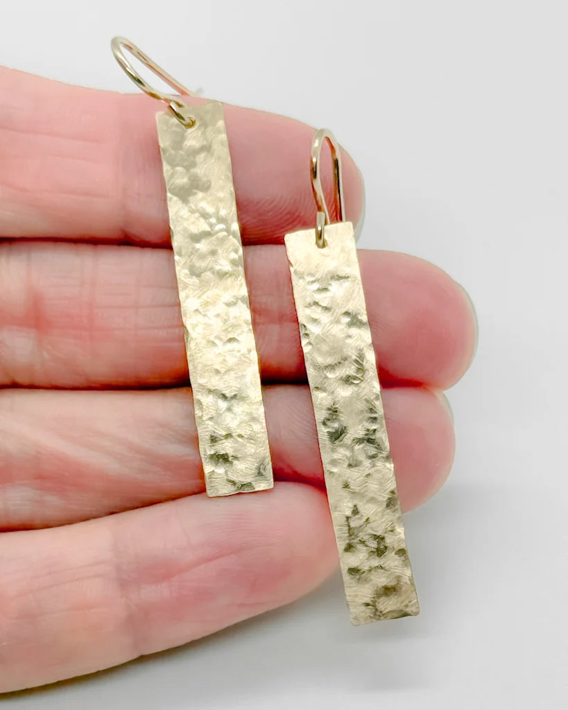 MATTE PORCELAIN Hammered Bar Earrings