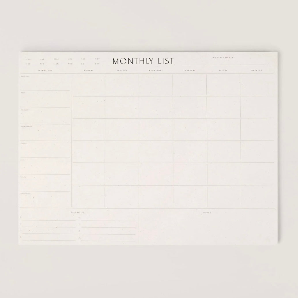 Monthly List Pad